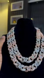 Suministro directo de fábrica Hip hop Cadena cubana Plata esterlina Chapado en oro rosa Cadenas finas Collares para hombres - Product Image 3