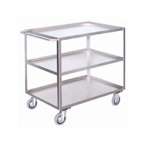 Carrito de Acero Inoxidable AISI 304 de 3 Niveles con Borde de Contención, Lámina Metálica 15/10 para Equipamiento de Servicio en Restaurantes y Hoteles - Product Image 1
