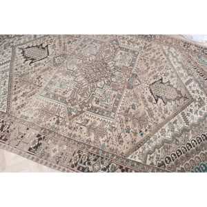 Vintage 9.5x12.1 ft Rug, Oversize Turkish Rug, <b>Brown</b> Blue Ombr Rug - Product Image 3