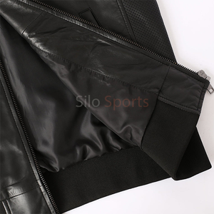 แจ็คเก็ตหนังแท้สีดำย้อมสีล้วนสำหรับผู้ชาย, 2025ปกตั้งสำหรับฤดูหนาว - Product Image 4