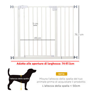 PawHut Push Fit Extensible Porte Chien avec Fermeture Automatique Hauteur 76.2cm, Blanc - Product Image 3