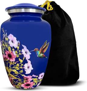 Urnes pour cendres de crémation Urne décorative pour cendres Adulte Homme et Femme Grande urne funéraire Urne funéraire Urne de colibri Urne bleu foncé - Product Image 1