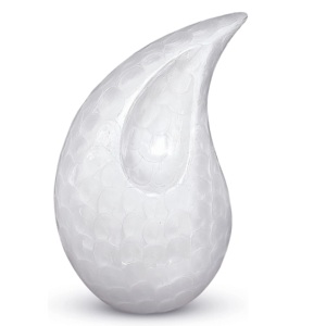 Luxury White <b>Enamel</b> Aluminium Teardrop Cremation Urns High Quality <b>Metal</b> Ashes Urns With Teardrop Shape - Product Image 1