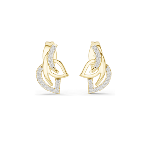 Boucles d'oreilles en forme de feuille avec diamants de laboratoire 0,12 CT pour femmes, clarté VVS-VS EF, or 18 carats, 14 carats, 10 carats et argent 925, or rose, or jaune, or blanc - Product Image 2