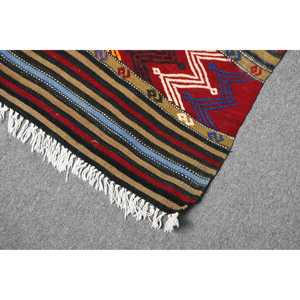 Vintage Rug, 4.8x8.9 ft Large Rug, <b>Red</b> Blue Kilim <b>Wool</b> Rug - Product Image 5