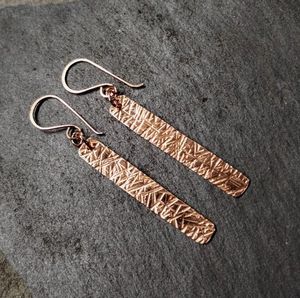 Handmade oxidized floral copper earrings for women with tribal antique styling suitable for ethnic wear and functions - Product Image 6