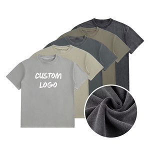 เสื้อยืดโออีเอ็มผู้ชาย 320 กรัม ผ้าโพลีเอสเตอร์/คอตตอน ทรงบ็อกซี่ โอเวอร์ไซส์ ล้างสีแบบแอซิดวอช แขนสั้น สกรีนโลโก้ตามสั่ง ขายส่ง - Product Image 2