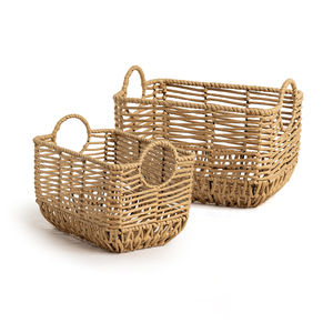 Juego de Cestas Naturales Resistentes para Almacenamiento, Cestas de Yute, Jacinto de Agua y Pasto Marino, Organizador de Ropa para el Hogar - Product Image 1