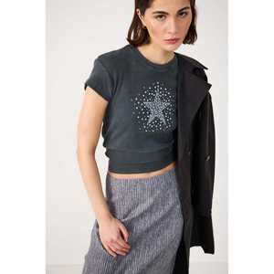 Camiseta Informal Básica de Manga Corta con Cuello Redondo y Corte Regular, 100% Algodón, Tela de Pana - Product Image 1