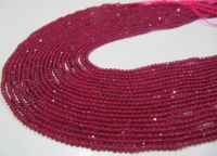 Eminent Jewel - Cuentas Redondas Facetadas de Rubí Natural Creado en Laboratorio de 3 mm, Hilo de 15 Pulgadas de Largo, Color Rojo de Alta Calidad para la Fabricación de Joyas