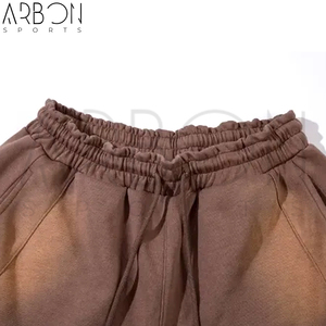 2025 nuevo producto de moda de alta calidad sudor cintura ajustable ajustado sol desvanecido lavado ácido Color liso Jogging Shorts para hombres - Product Image 3