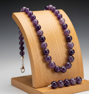 Nueva tendencia para mujer, alta calidad, 18 pulgadas, plata 925, diseño anudado a mano, accesorio de moda, collar con cuentas de piedra de amatista Natural - Product Image 5