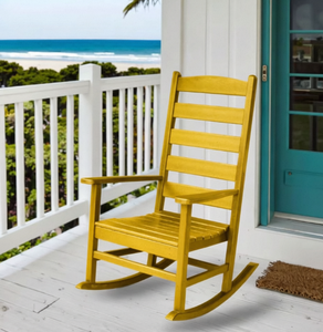 Wood Outdoor <b>Rocking</b> <b>Chair</b> Traditional Solid Back Durable Design for Garden Use - Product Image 2