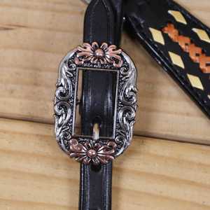 Hot Selling Equestrian Genuine Leather Durable Customizable Western Headstall & Breastplate <b>Set</b> <b>Beaded</b> Floral Design Hand-Tooled - Product Image 4
