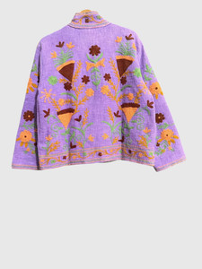 Veste matelassée à col mandarin brodée à la main avec des motifs floraux, manches longues, taille plus, vêtements de printemps pour femmes, style bohème en velours - Product Image 3