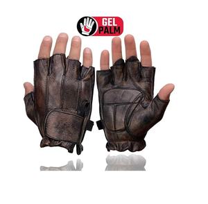 Gants de moto sans doigts en cuir rembourrés en gel pour hommes - Product Image 2