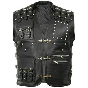 Gilet en cuir de moto sur mesure pour hommes toutes tailles et couleurs disponibles gilet en cuir véritable de moto respirant - Product Image 1