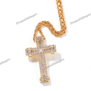 Pendentif Croix Hip Hop Unique Entièrement Sertie en Argent Sterling avec Moissanite VVS, Sertissage Canal, Attrayante sous Tous Angles, Pour Hommes et Femmes, Idéale pour les Fêtes - Product Image 2