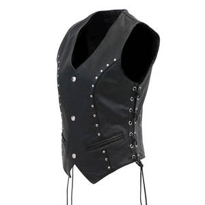 Gilet en cuir de motard pour femmes fabriqué en usine, OEM Service, gilet en cuir de motard pour femmes à bas prix vente chaude - Product Image 6