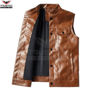 Nuevo diseño de moda Casual transpirable de alta calidad al aire libre de invierno Chaleco de cuero motocicleta estilo personalizado para hombres - Product Image 3
