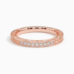 Vintage Classic Woman Lab Grown VVS Diamond Floral Gold 14K Rose White Yellow Gold Stackable Luxury Wedding Band Custom Made for - Product Image 1