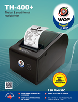 Imprimante thermique de caisse WeP TH400+ 3 pouces, interface USB, 203 DPI, garantie 6 mois - Facile à utiliser pour supermarchés, restaurants, entrepôts