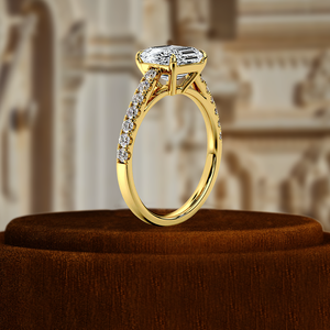 Bague en diamant de laboratoire Asscher certifiée IGI, bague de promesse pour femme, 1 carat taille Asscher, or blanc 14 carats, solitaire demi-pavé - Product Image 6