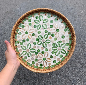 Plateau de service en rotin tressé avec motif coquillage pour décoration de table Vietnam |   Plateau en rotin nacre - Product Image 6