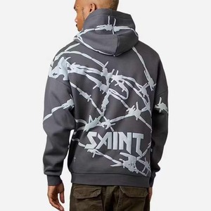 Sudadera con capucha de lavado ácido de invierno de fábrica directa, jersey de hombro caído de gran tamaño, ropa de calle, sudadera Unisex con estampado Digital teñido liso - Product Image 6