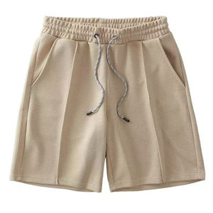 กางเกงขาสั้นผ้าวาฟเฟิลสำหรับผู้ชายกางเกงขาสั้นผ้าคอตตอนพร้อมเชือกผูกสำหรับฤดูร้อนออกแบบโลโก้ได้ตามต้องการ - Product Image 3
