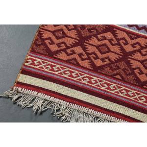 Turkish Vintage <b>Runner</b> Rug 2.5x7.7 ft, <b>Red</b> Beige Moroccan Wool Rug - Product Image 3