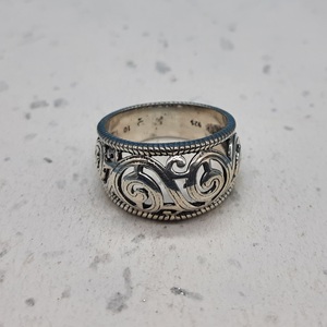 Anillo de banda Jali de Plata de Ley 925 tibetana superventas, anillo de diseño de fianza a la moda para mujer, anillo de banda ancha - Product Image 1