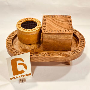 2025 Bela Artisan Antique Brûleur D'encens En Laiton Ensemble Élégant Ramadan Décorations avec Bakhoor Brûleur Base En Bois Direct Arabie Saoudite - Product Image 1