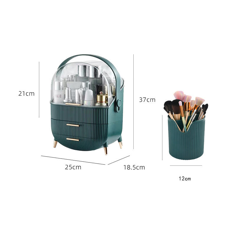 Dark green storage box + brush bucket