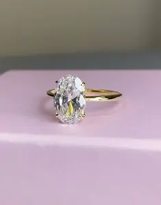 14k Pure Solid Gold VVS VS CVD HPHT Lab Grown Diamond Oval Cut Infinity Engagement Ring Jewelry For Her On Wholesale Price