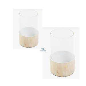 High quality Table Decoration Household Bowl Shape Gold Hand-made Sea Shell Fiberglass Flower Vase