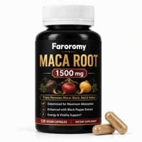 Capsules de Maca Péruvienne OEM 1500mg Noires Rouges Jaunes Gélatinisées 120 Comprimés Complément Alimentaire Vente en Gros