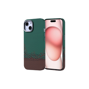 Coque Netzy Green en fibre de carbone SAFA Nekst pour iPhone 15 compatible MagSafe, protection de téléphone portable doublée pour 13 Pro - Product Image 1