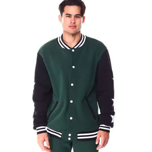 Chaqueta universitaria de estilo callejero para hombre, chaqueta universitaria con mangas de cuero, bordado de logotipo personalizado, fabricación de chaqueta de béisbol universitaria - Product Image 1