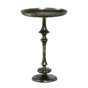 Table d'appoint en métal, aluminium plaqué argent, design en forme de bois de cerf, caractéristique durable, forme ronde - Product Image 4