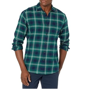 Chemises en flanelle de couleur unie Design personnalisé chemises à manches longues pour hommes motif à carreaux chemises fantaisie 100% coton en automne et en hiver - Product Image 1