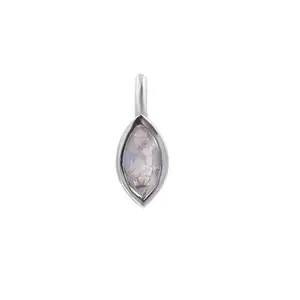 Rainbow Moonstone Marquise Shape 9 MM Sterling Silver Silver Plated Pendant