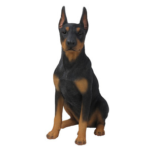 Custom Zitten Real Life Size Hars Grote Doberman Hond Standbeelden Voor Binnenshuis Buiten Decoratie