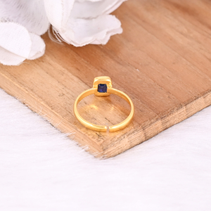 925 Sterling Solid <b>Silver</b> Natural Blue Kyanite Gemstone Yellow Gold Plated Adjustable <b>Handmade</b> Designer Ring Engagement Gifts - Product Image 3