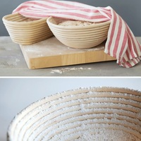 Panier à pain artisanal en rotin 100% naturel, en forme de brotform, écologique, durable, moderne et multifonctionnel pour la levée et la cuisson du pain