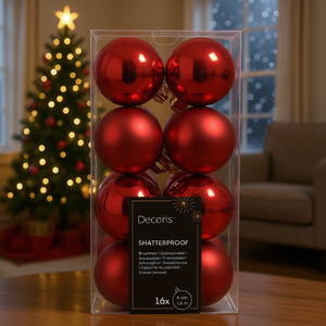 Amicasa Juego de 16 Bolas de Navidad Rojas de Plástico (4cm) para Decoraciones Festivas 9021777 - Product Image 3