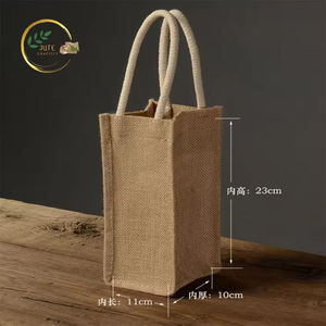 Alta calidad 100% yute ecológico Color/tamaño personalizado cuatro botellas bolsas de regalo de vino regalos promocionales Envío Mundial - Product Image 2