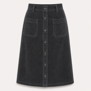 Womens Natural Waist Breathable <b>Corduroy</b> A-Line <b>Skirt</b> Soft Cotton Button Front <b>Knee</b>-<b>Length</b> Utility Pockets Vintage Casual - Product Image 2