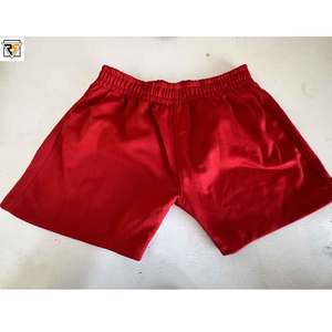 Short en polyester court pour hommes femmes logo réfléchissant personnalisé imprimé tissu tricoté en mélange de polyester de coton de couleur rouge - Product Image 3
