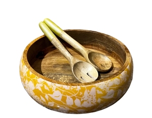 ชามไม้มะม่วงสำหรับตกแต่งชามสลัดทำด้วยมือพร้อมเครื่องใช้ในการรับประทานอาหารไม้ - Product Image 3